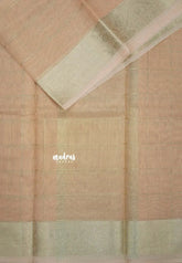Melon Peach - Kushboo - Banarasi Kota Tissue Silk Zari Checks with Zari Border